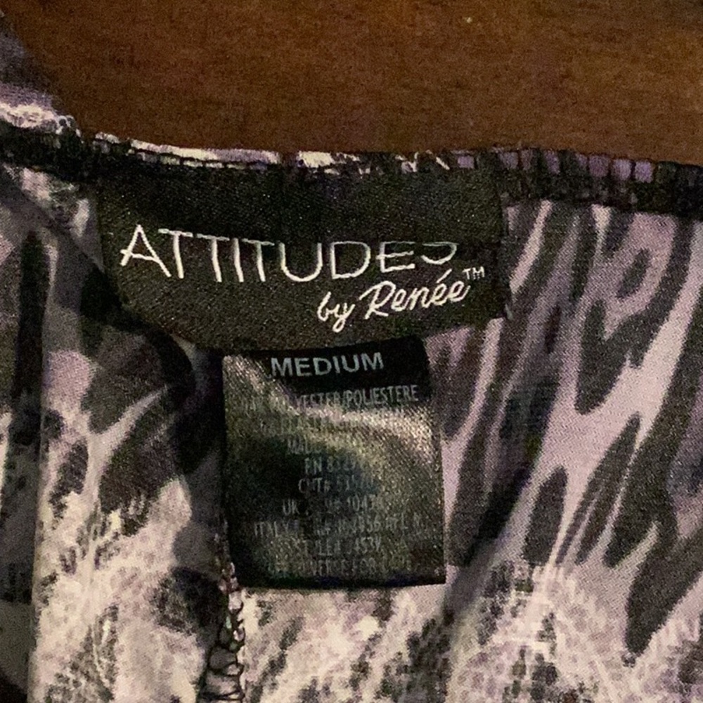 Attitudes by Renee Purple and White Long Sleeve Top - Picture 4 of 6